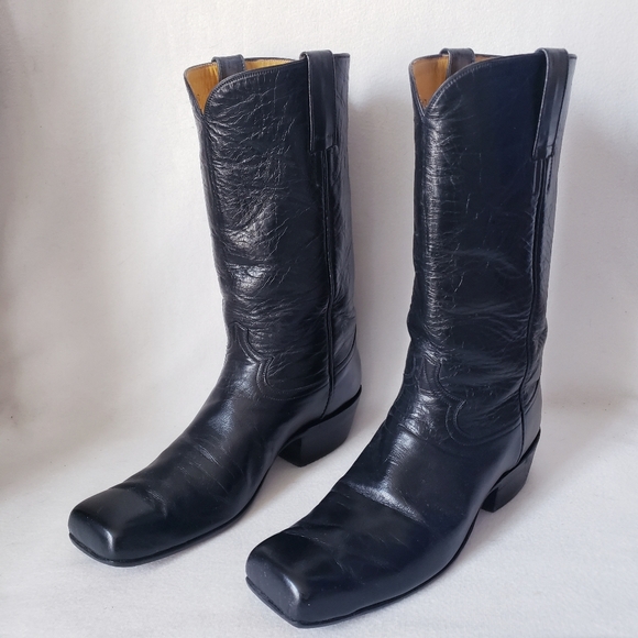 Black Square Toe Western Boots Caboots - Picture 10 of 16